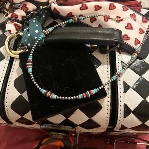 Beaded Turquoise and Purple Spiny Sterling Necklace